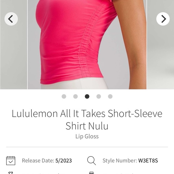 ❤️SOLD❤️Lululemon All It Takes Short Sleeve Shirt Nulu in Lip Gloss Colour - Picture 9 of 9